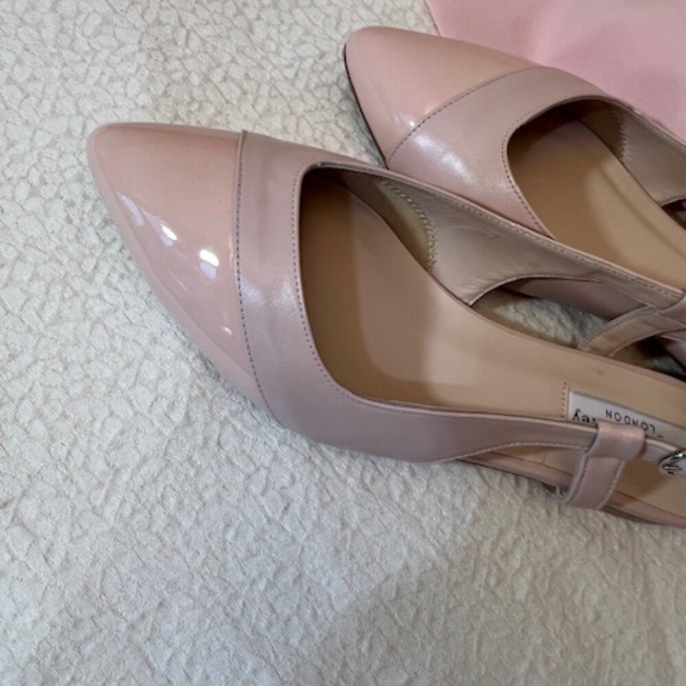 BRAND NEW Sargasso and Grey Slingback Flats/Shoes -Pink Leather-Size 37 W 6 1/2W - Picture 3 of 6